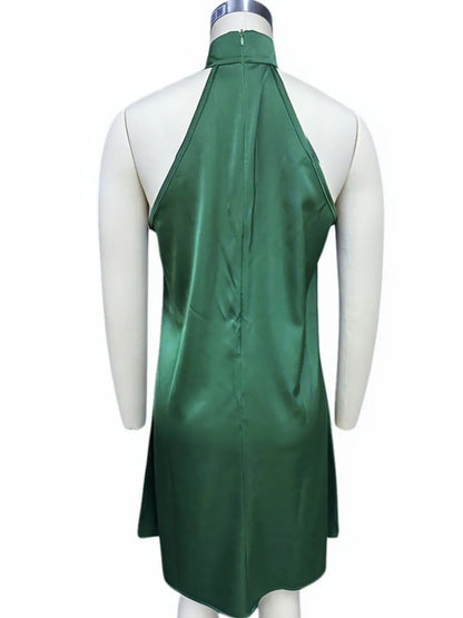 Grecian Neck Satin Mini Dress – photo 4