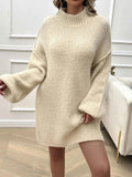 Devine Mock Neck Long Sleeve Mini Sweater Dress — Livostyle