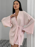 Tie Waist Kimono Sleeve Lounge Nightgown — Livostyle