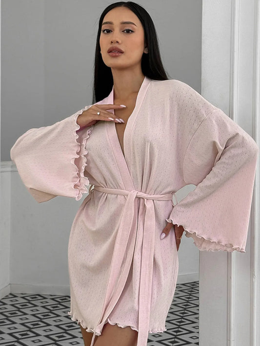 Tie Waist Kimono Sleeve Lounge Nightgown — Livostyle