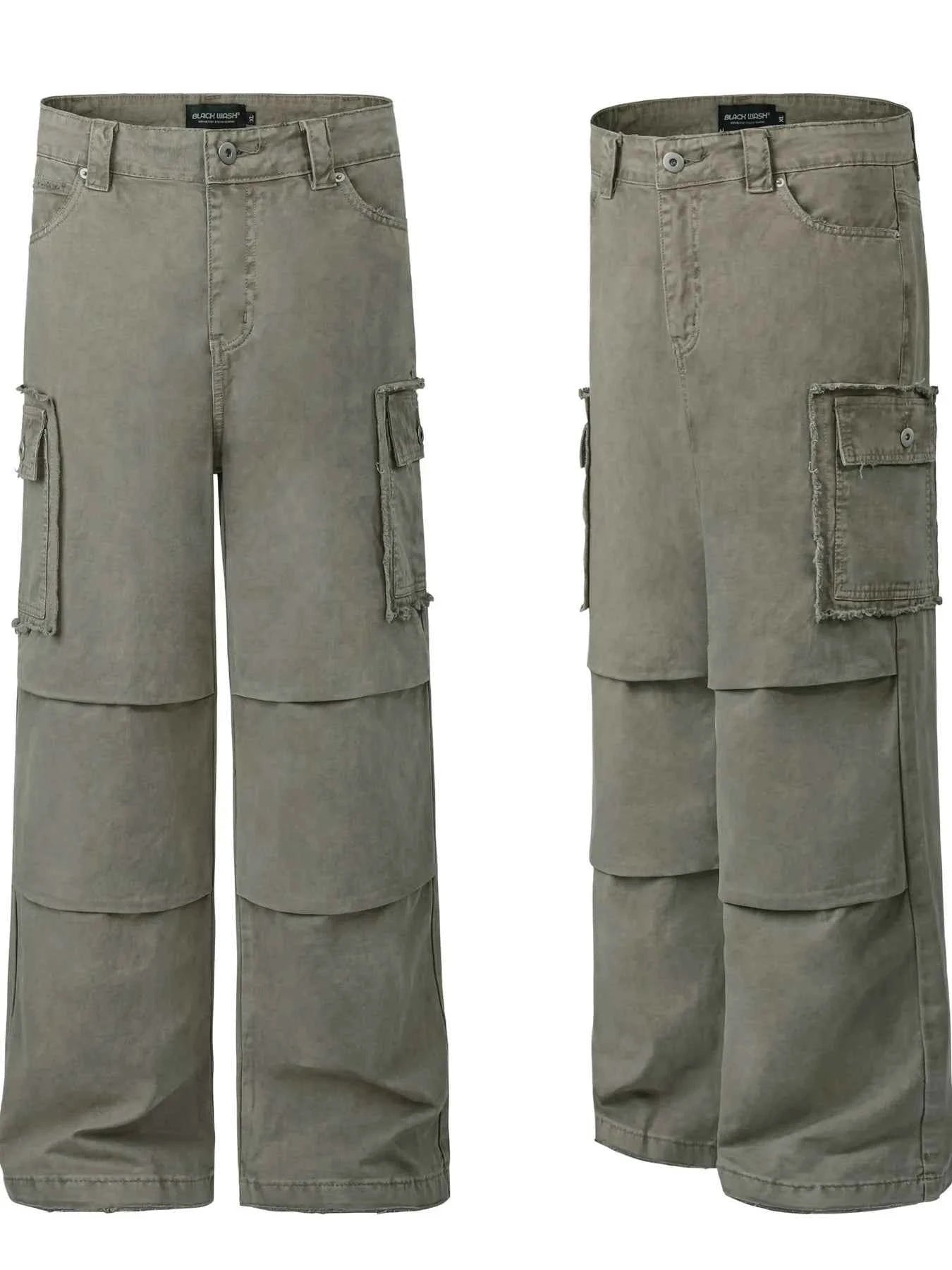 Men's Wide Leg Cargo Pants with Multi-Pockets
