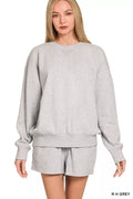Fleece Long Sleeve Sweatshirts & Shorts Set in R H GREY