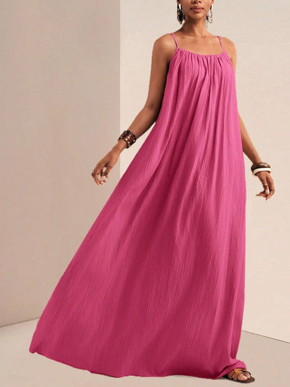 Spaghetti Strap Flowy Ruched Maxi Dress – photo 10