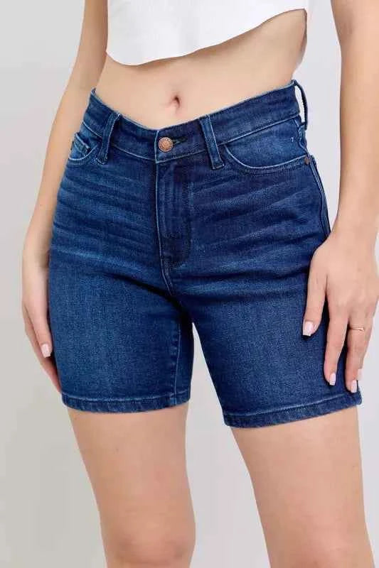 Judy Blue Full Size High Waist V-Front Bermuda Plus Size