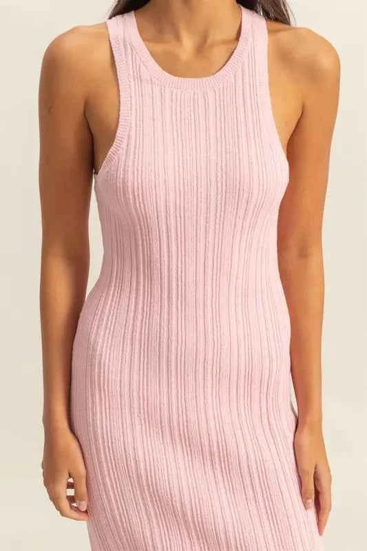 HYFVE Round Neck Bodycon Ribbed Knit Dress