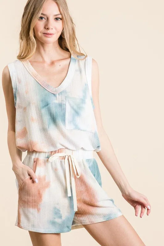Tie Dye Textured Knit Top and Shorts Set — Livostyle