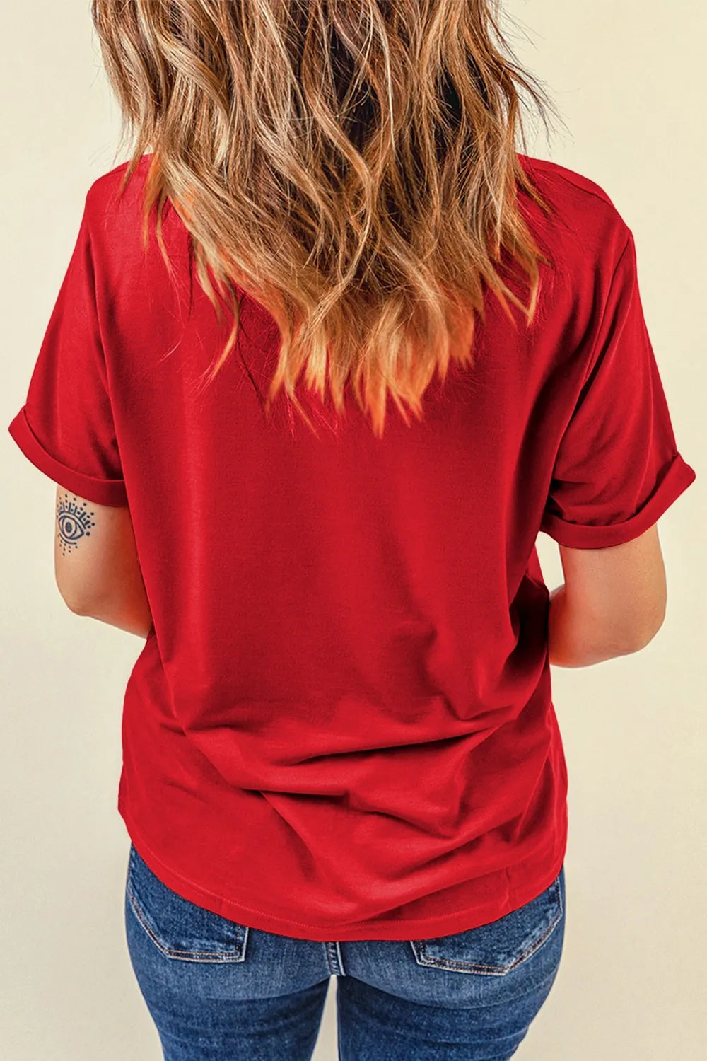 Sequin Star Round Neck Short Sleeve T-Shirt styling — Livostyle
