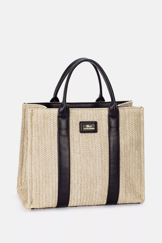 Square Woven Tote Handbag in Black — Livostyle