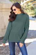 Chic Ribbed Mock Neck Top with Exposed Seams — Livostyle