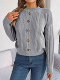 Cable-Knit Buttoned Round Neck Sweater — Livostyle