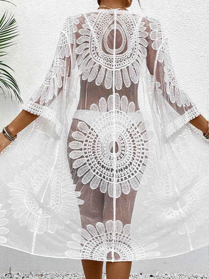 Lace Open Front Longline Cover-Up