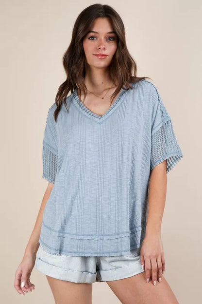 Oversized Contrast Knit Comfy Casual Top — Livostyle