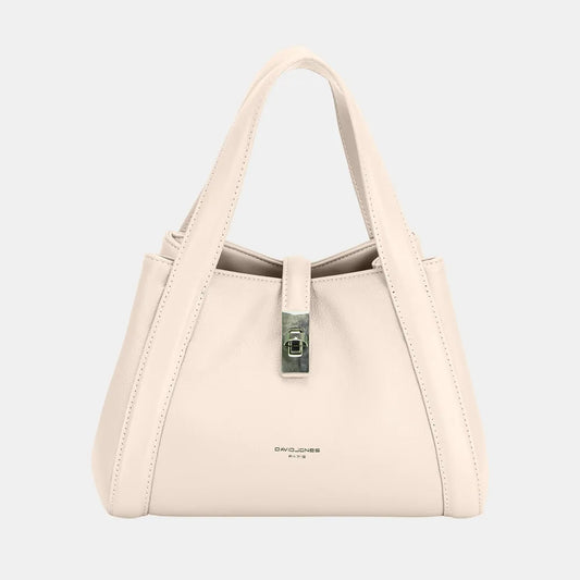 Faux Leather Bucket Bag with Adjustable Shoulder Strap in Beige