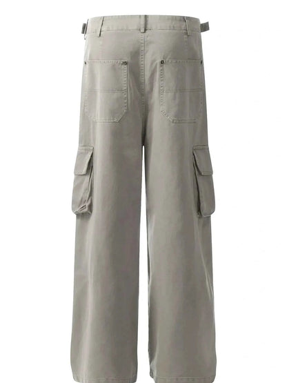 Men's Straight Cargo Pants with Multiple Pockets