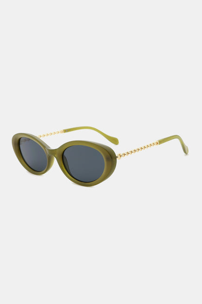Polycarbonate Frame Cat-Eye Sunglasses in Olive Green Retro — Livostyle