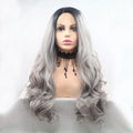 24" Lace Front Synthetic Wig in Black Ombre, Long Wavy — Livostyle