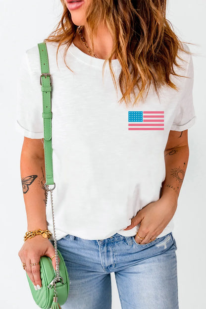 US Flag Round Neck Short Sleeve T-Shirt – photo 4