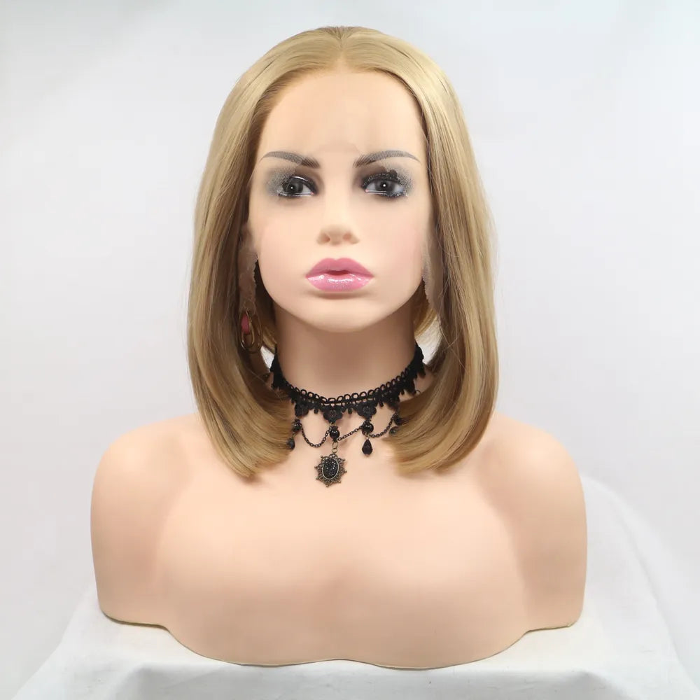 12" Lace Front Synthetic Wig in Blonde, Mid-Length Straight — Livostyle