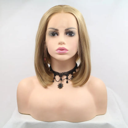 12" Lace Front Synthetic Wig in Blonde, Mid-Length Straight — Livostyle