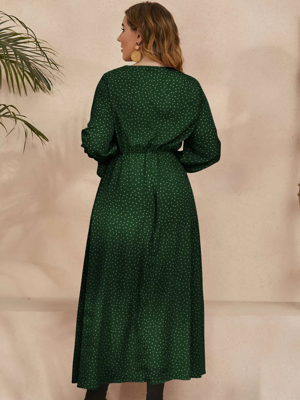 Ruffled Polka Dot Long Sleeve Midi Dress – Plus Size – photo 7