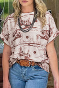 Printed Round Neck Short Sleeve T-Shirt — Livostyle