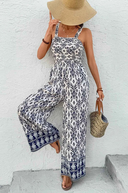 Bohemian Print Wide Leg Jumpsuit — Livostyle