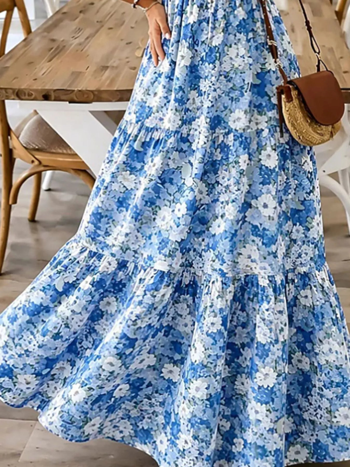 Floral Tiered Ruched Maxi Dress with Spaghetti Straps – photo 2