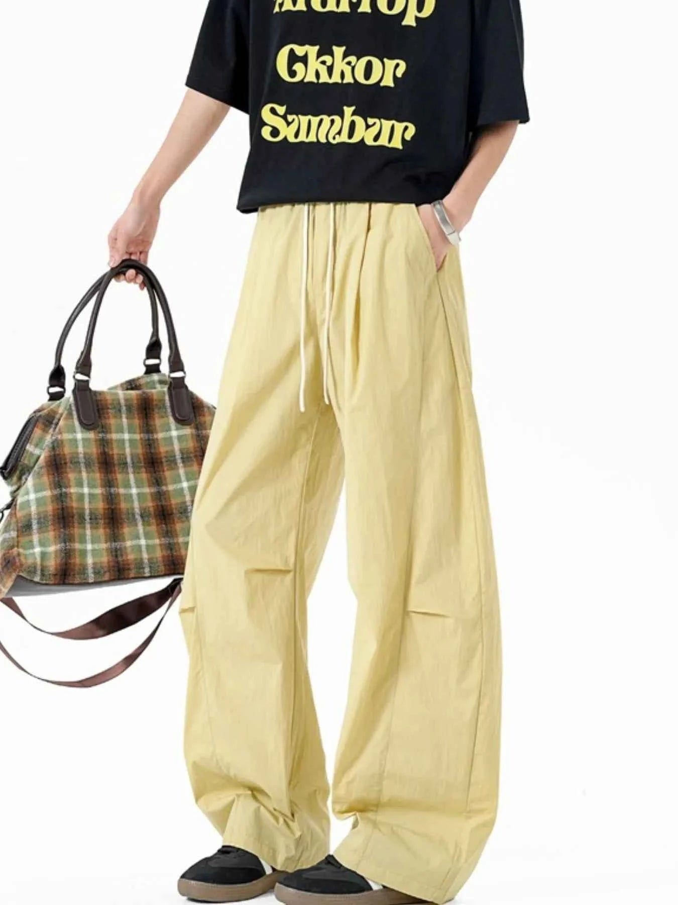 Men's Elastic Waist Wide Leg Pants