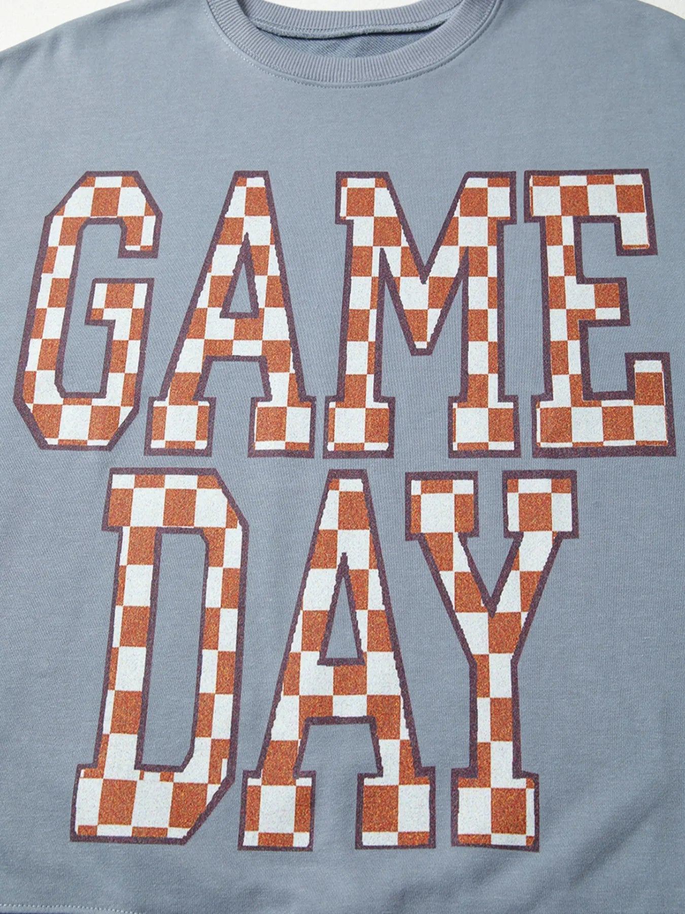 Game Day Checkered Oversized Sweatshirt closeup — Livostyle