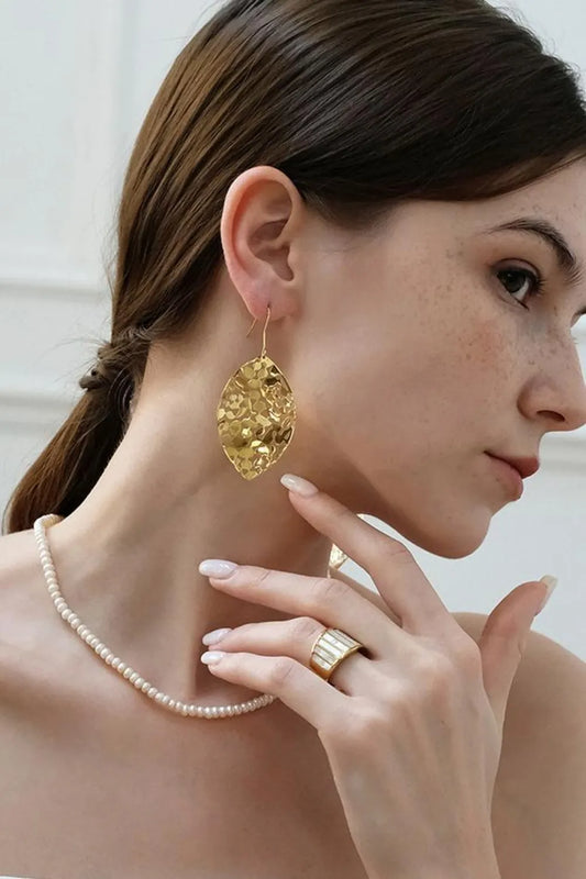 Brass Cutout Leaf Shape Earrings — Livostyle