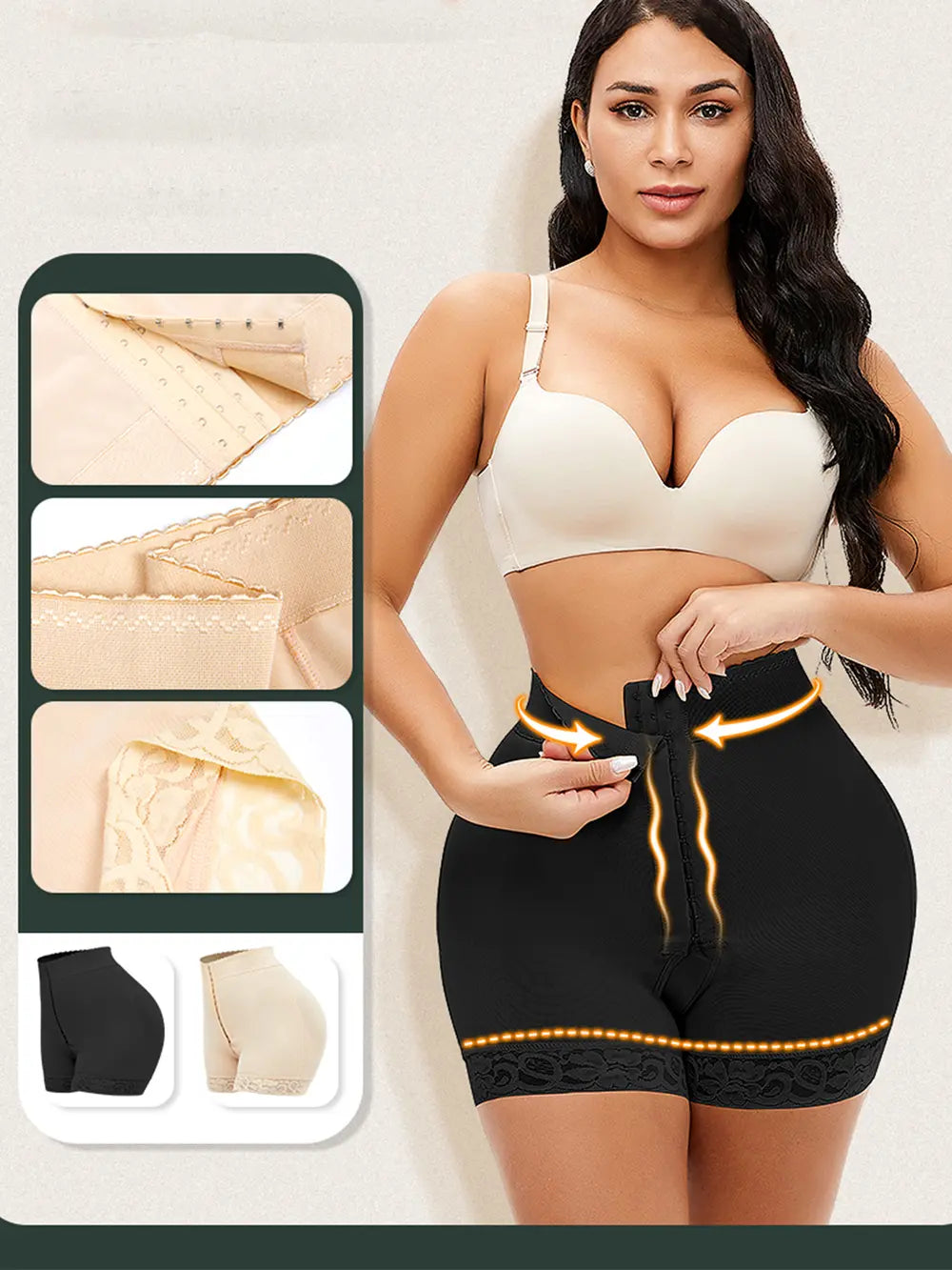 Lace Detail Hook-and-Eye Shaping Shorts — Livostyle
