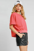 Lightweight Cropped Sweatshirt in Strawberry — Livostyle