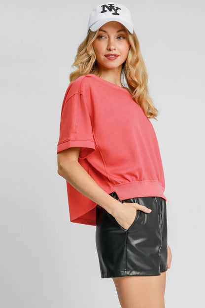 Lightweight Cropped Sweatshirt in Strawberry — Livostyle