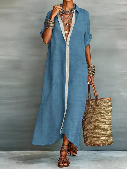 Casual Linen Shirt Dress with Button-Down Front – photo 6