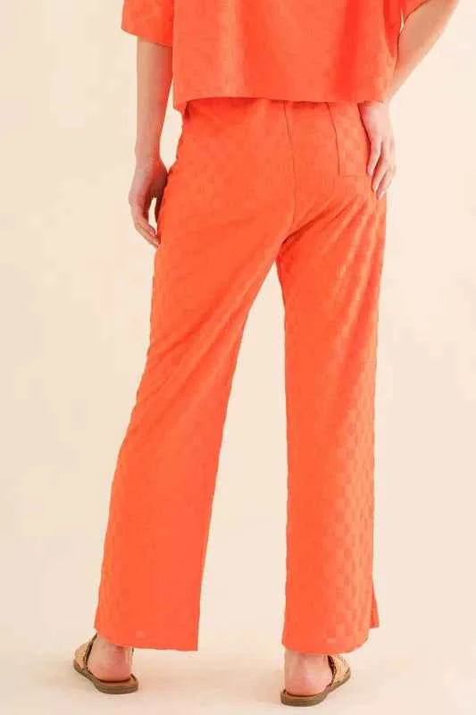 And The Why Brushed Texture Checker Board Pattern Casual Pants