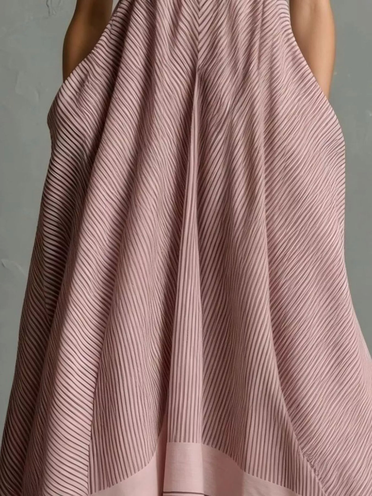 Striped Halter Neck Maxi Dress with Pockets – Plus Size – photo 8