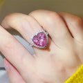 5 Carat Moissanite 925 Sterling Silver Heart Ring — Pink Halo — Livostyle