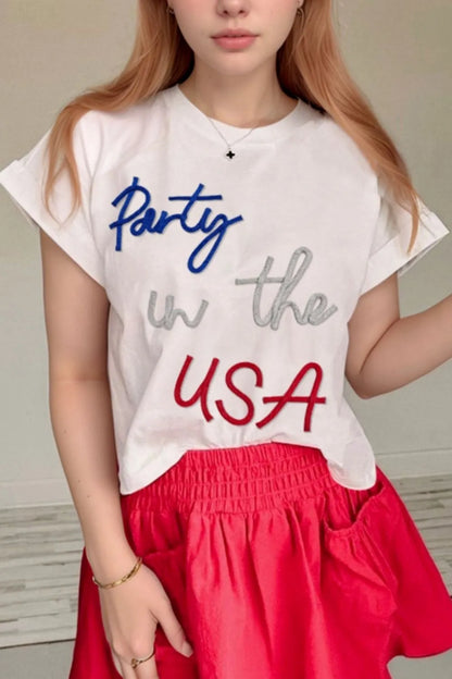 Letter Round Neck Short Sleeve T-Shirt — Livostyle