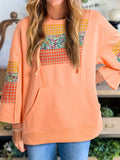 Plaid Floral Patchwork Kangaroo Pocket Hoodie — Livostyle