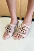 Flower PU Leather Stiletto Heel Sandals — Livostyle