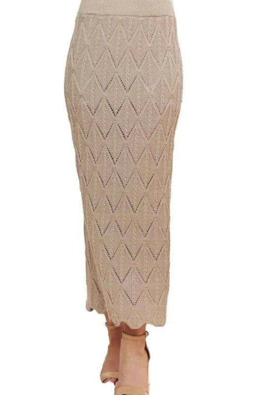ADORA Scallop Trim Detail Knit Skirt