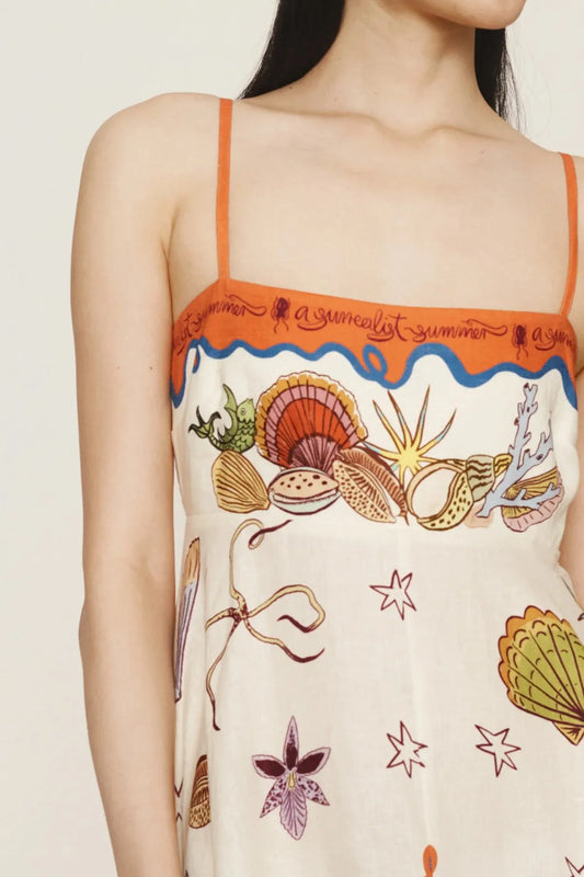 Printed Smocked Square Neck Maxi Cami Dress