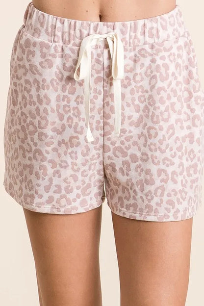 Leopard Terry Shorts With Drawstring — Livostyle