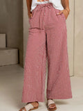 Gingham Print Wide Leg Casual Pants — Livostyle