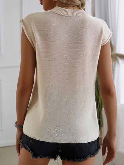 Devine US Flag Round Neck Sweater Vest closeup — Livostyle