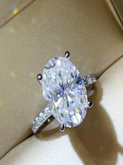 8 Carat Moissanite 925 Sterling Silver Ring — Oval Anniversa — detail view — Livostyle