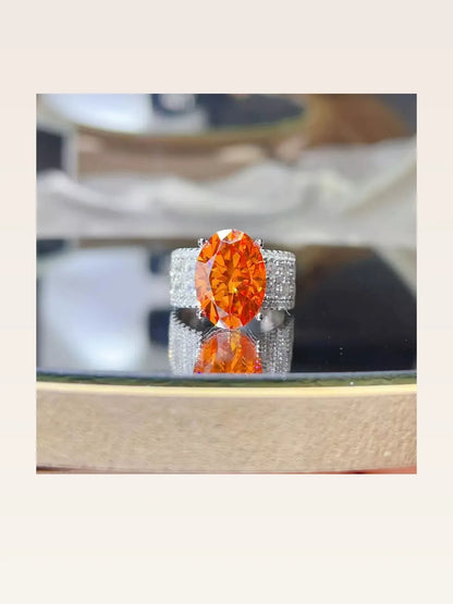8 Carat Moissanite 925 Sterling Silver Ring — Oval Orange Co — styled showcase — Livostyle