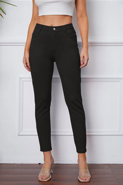 Stitch Knit High Waist Slim Fit Pants