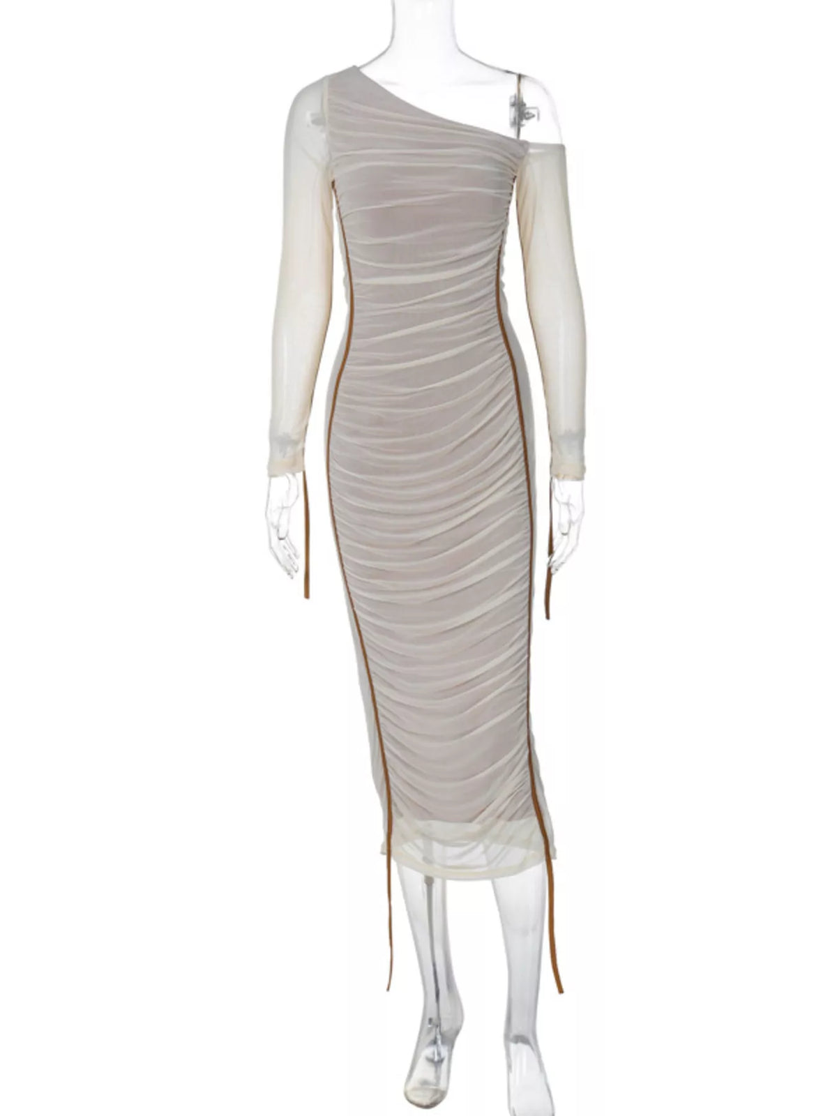 One-Shoulder Ruched Bodycon Midi Dress – photo 6