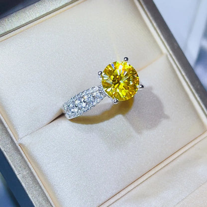 3 Carat Moissanite 925 Sterling Silver Ring — Round-Cut Yellow — Livostyle